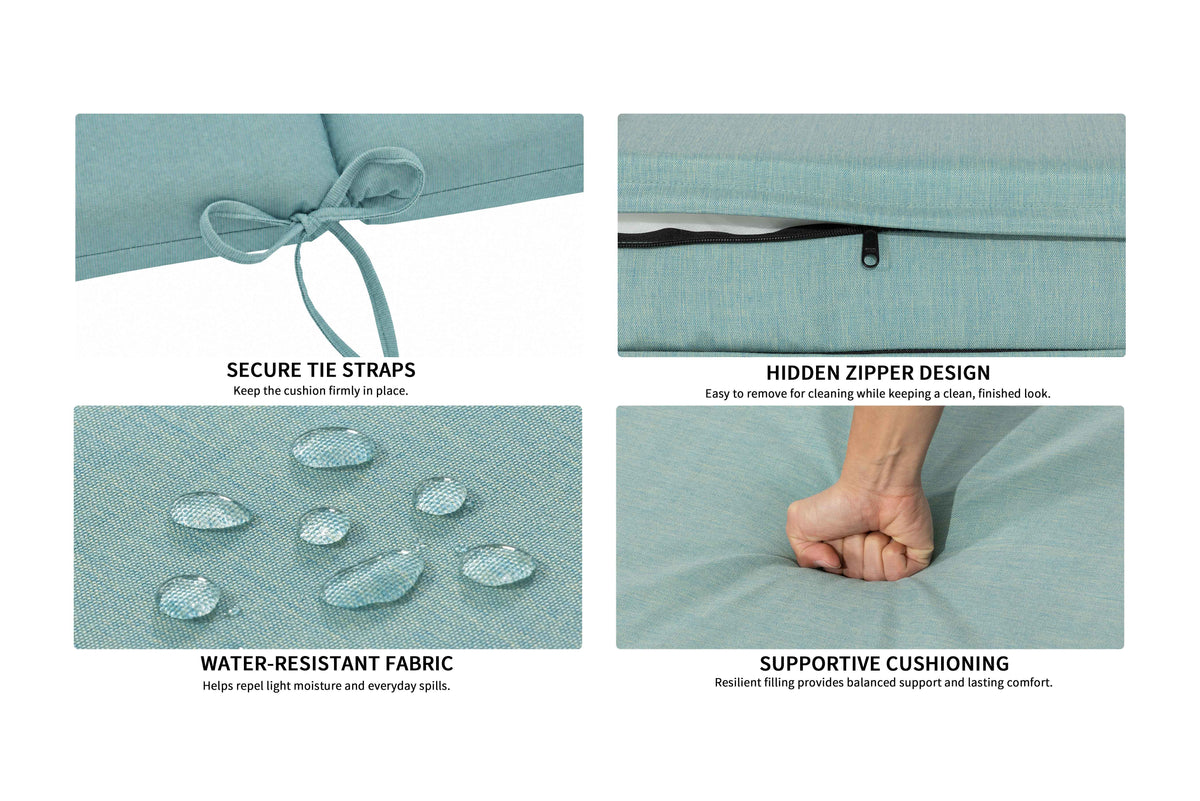 Outdoor Chaise Lounge Cushion, 72" x 21" x 3.1", Light Green