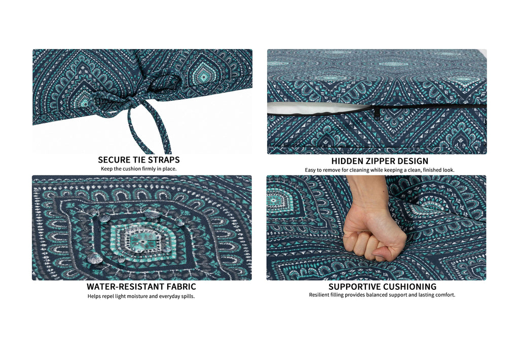 Outdoor Chaise Lounge Cushion, 72" x 21" x 3.1", Blue Medallion
