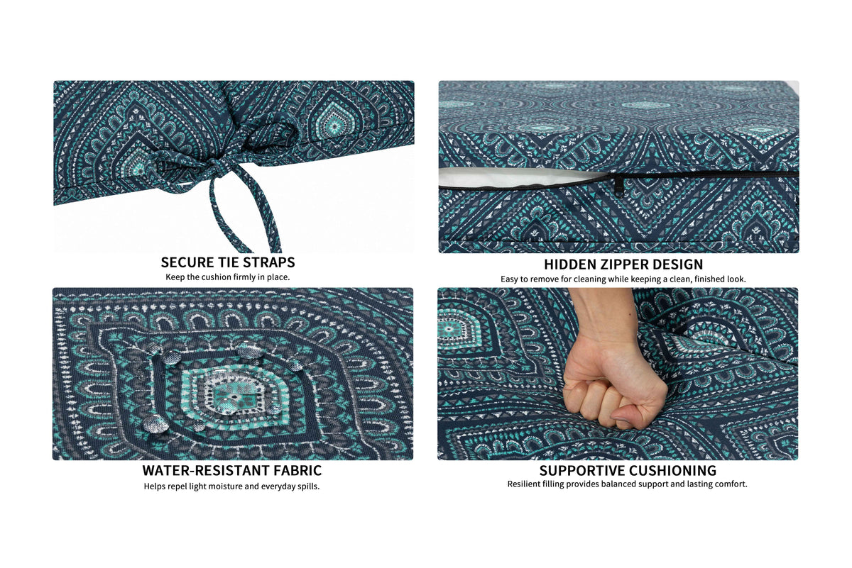 Outdoor Chaise Lounge Cushion, 72" x 21" x 3.1", Blue Medallion