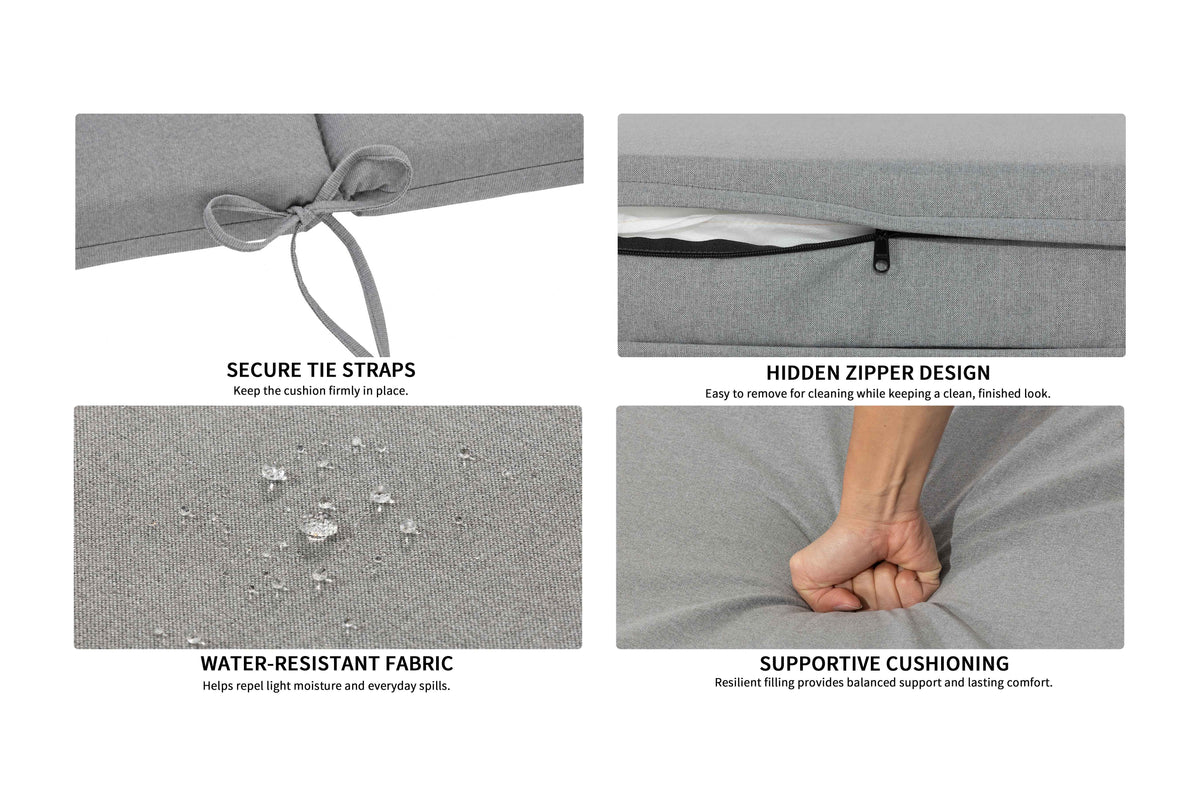 Outdoor Chaise Lounge Cushion, 72" x 21" x 3.1", Light Gray